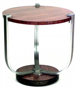 French art deco palisander and chrome end table