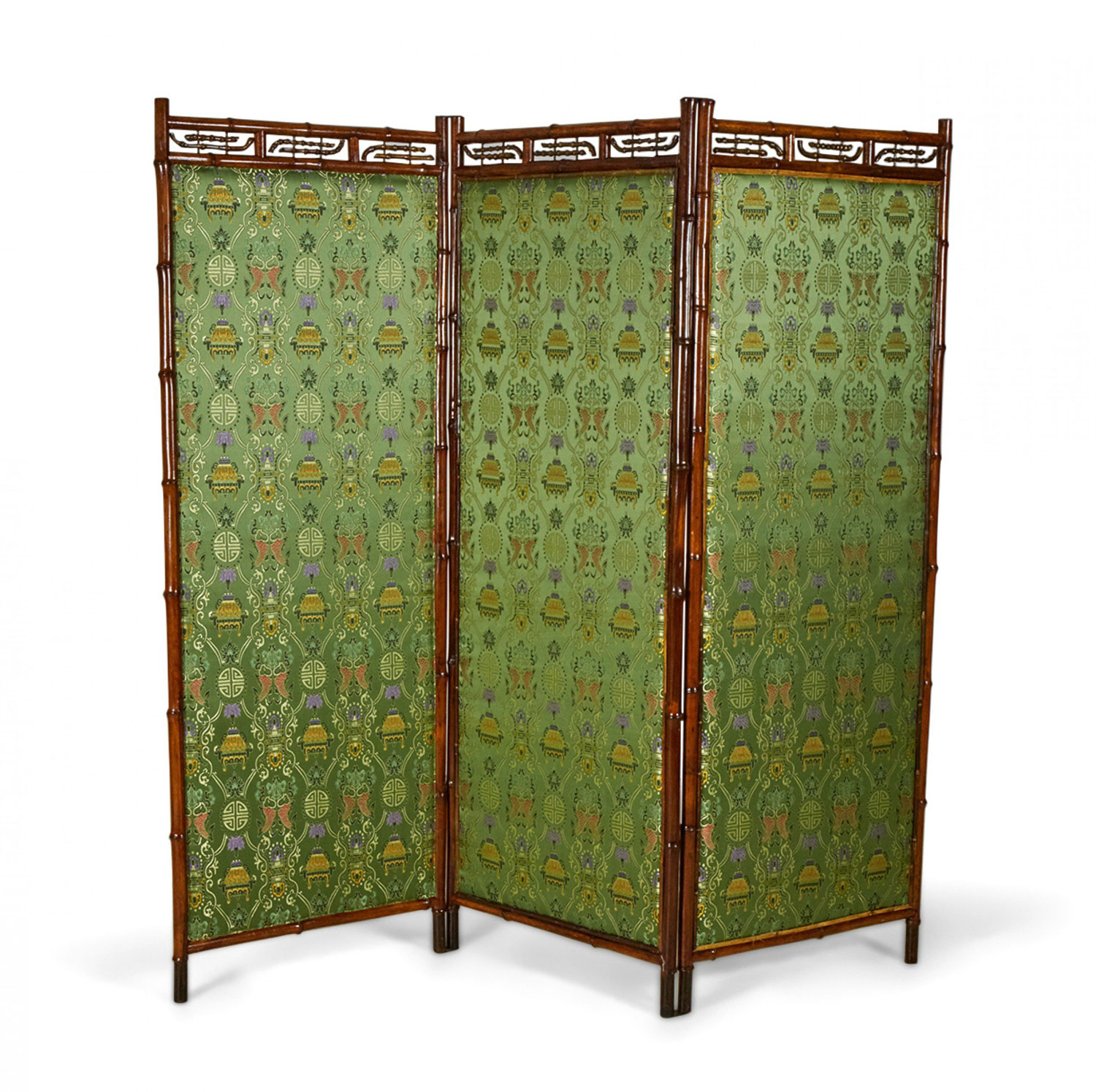 Victorian bamboo 3 fold screen