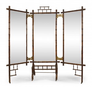 Victorian faux bamboo cheval mirror