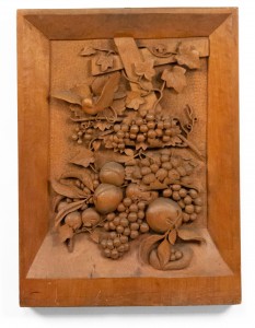 English country carved walnut wall plaque
