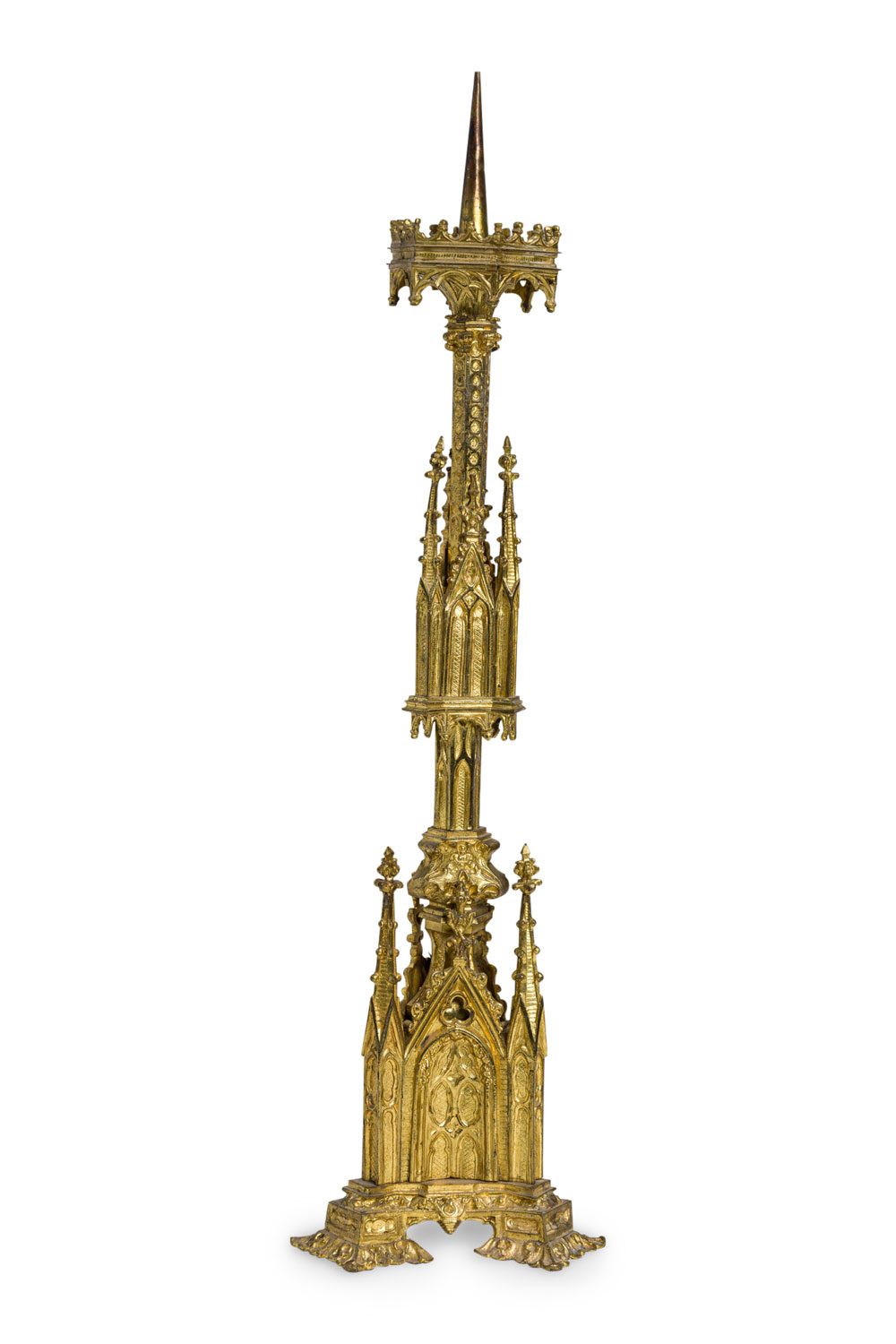 English gothic revival bronze dore altar candlestick