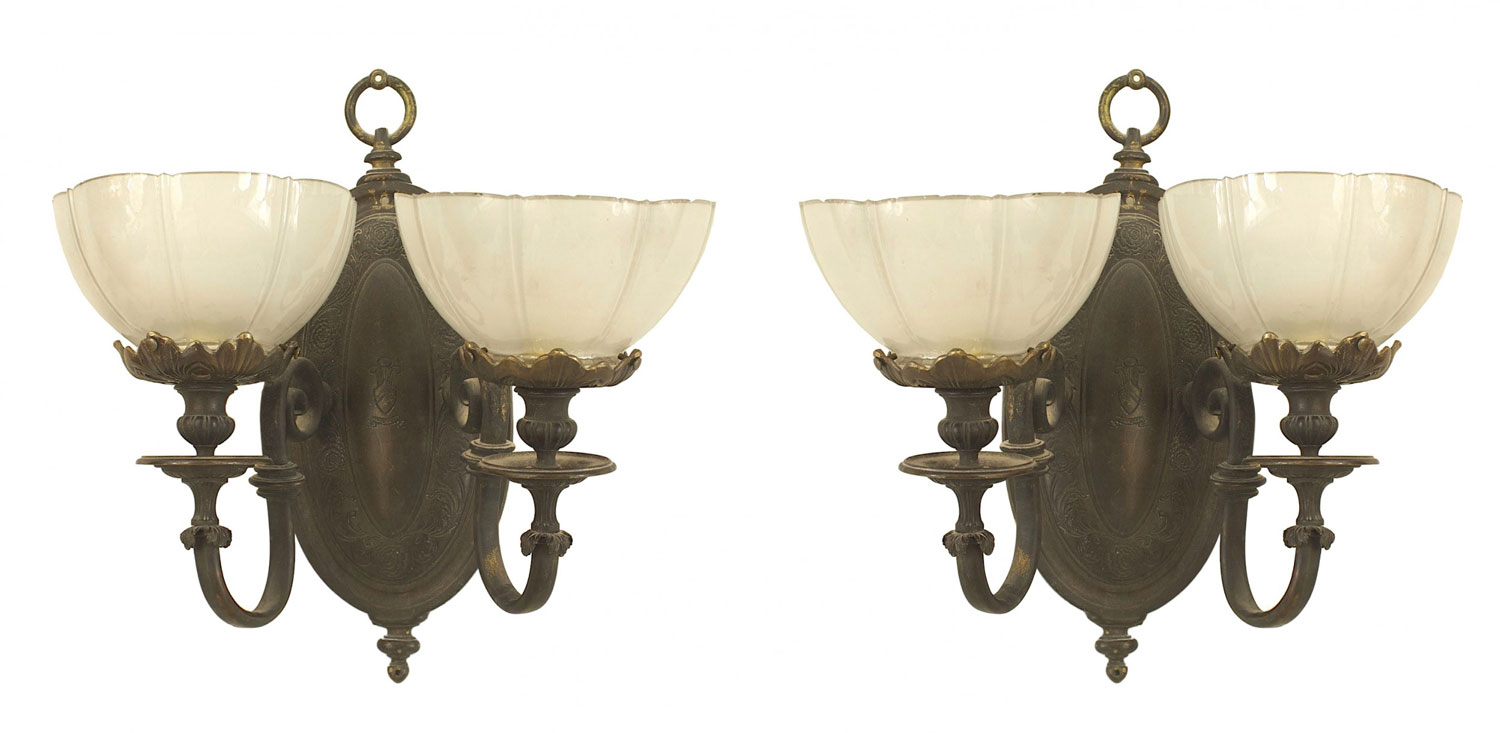 English victorian brass wall sconces