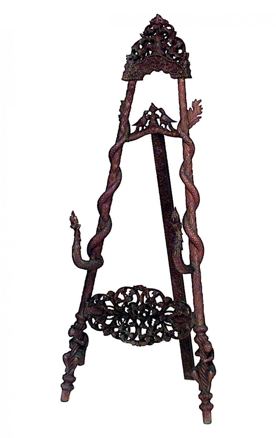 Asian burmese carved snake easel