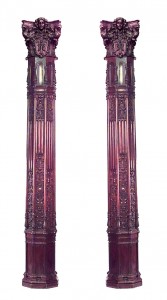 English gothic revival carved mahogany columns