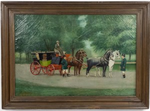 English victorian oil painting of stage coach 1