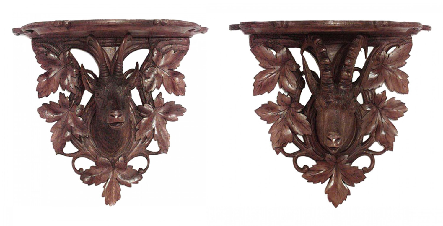 Black forest walnut wall shelves