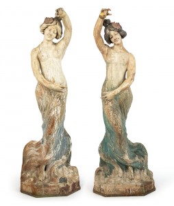 Art nouveau wooden dancing figures