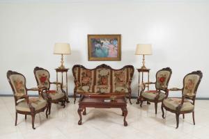 American victorian needlepoint living room set