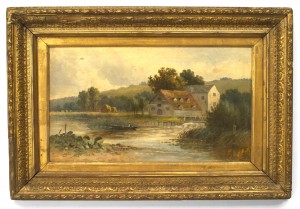 French victorian landscape of house by a river