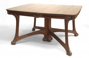 French art nouveau walnut dining table 1