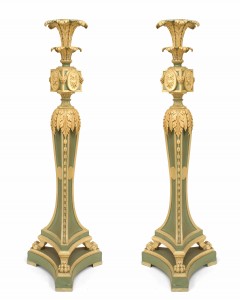 Pair english adam painted pedestals