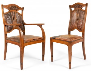 Belgian art nouveau leather chairs
