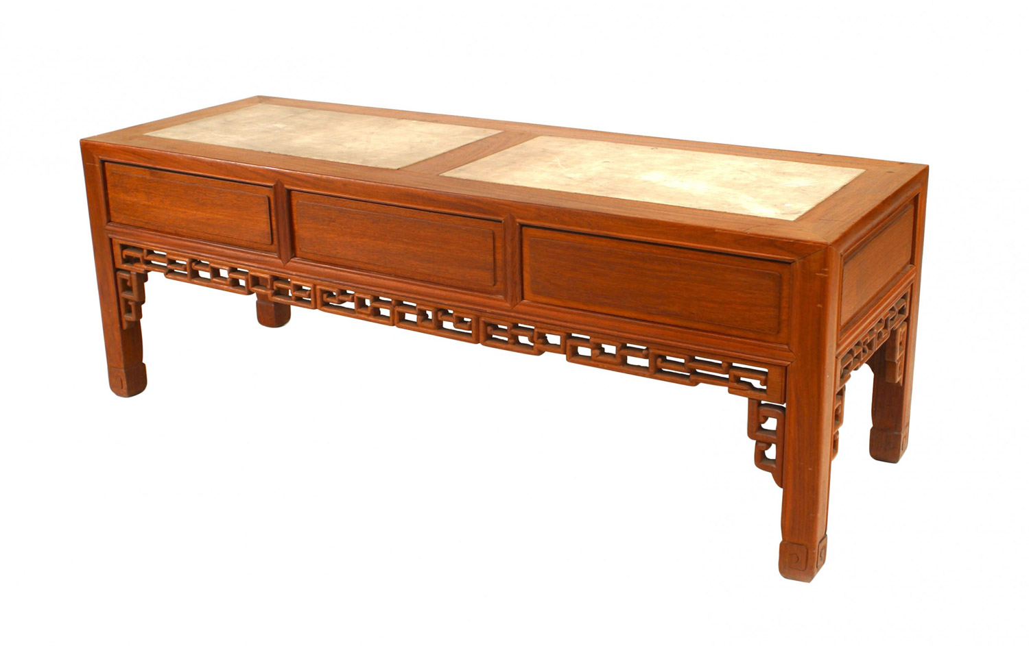 Chinese teak marble top coffee table