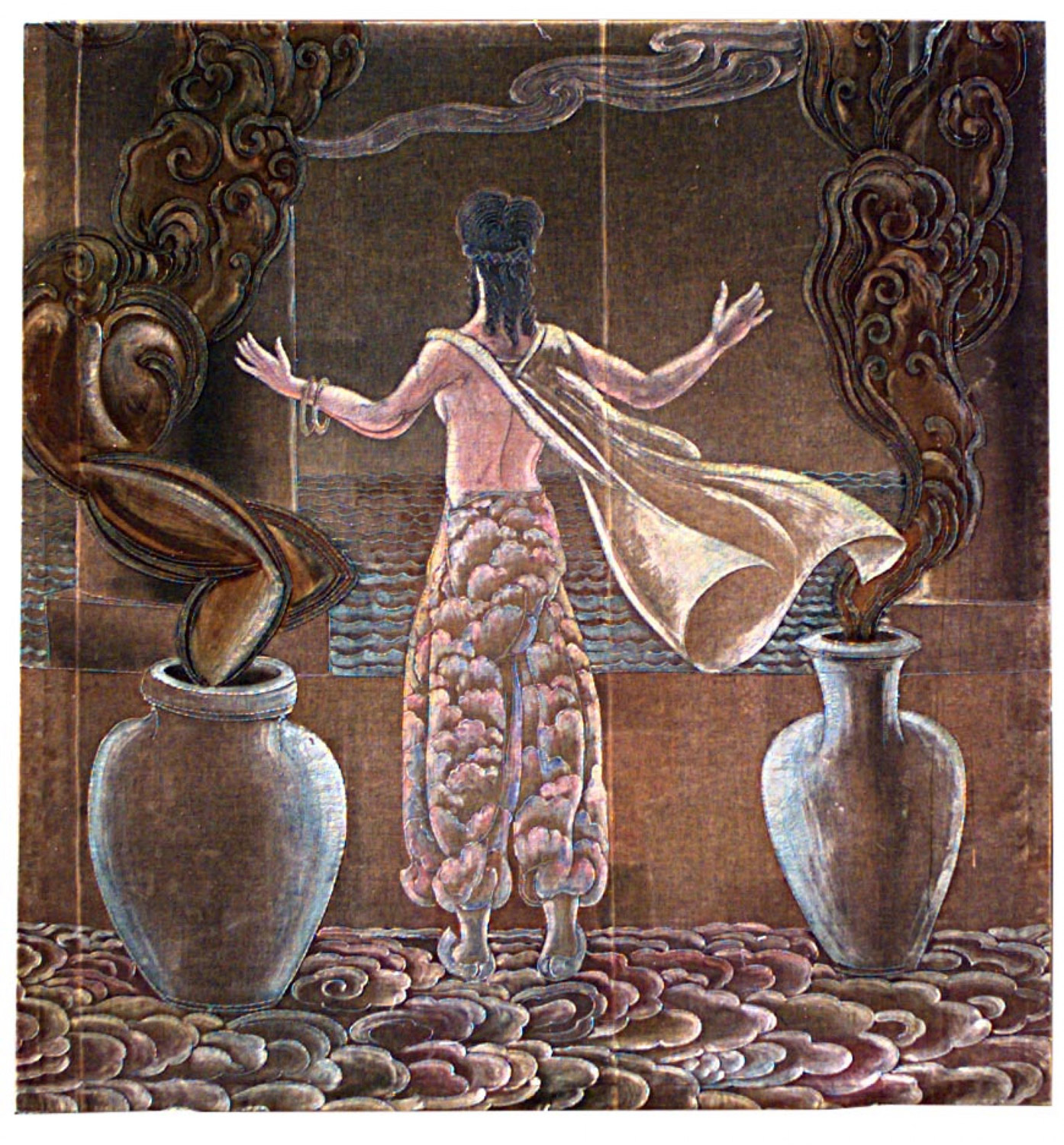 Art deco velvet persian lady wall hanging