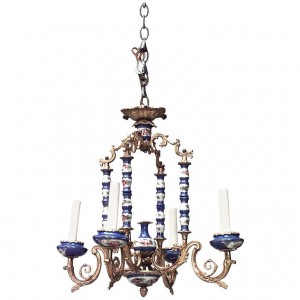 French louis xv style sevres porcelain and bronze chandelier 1