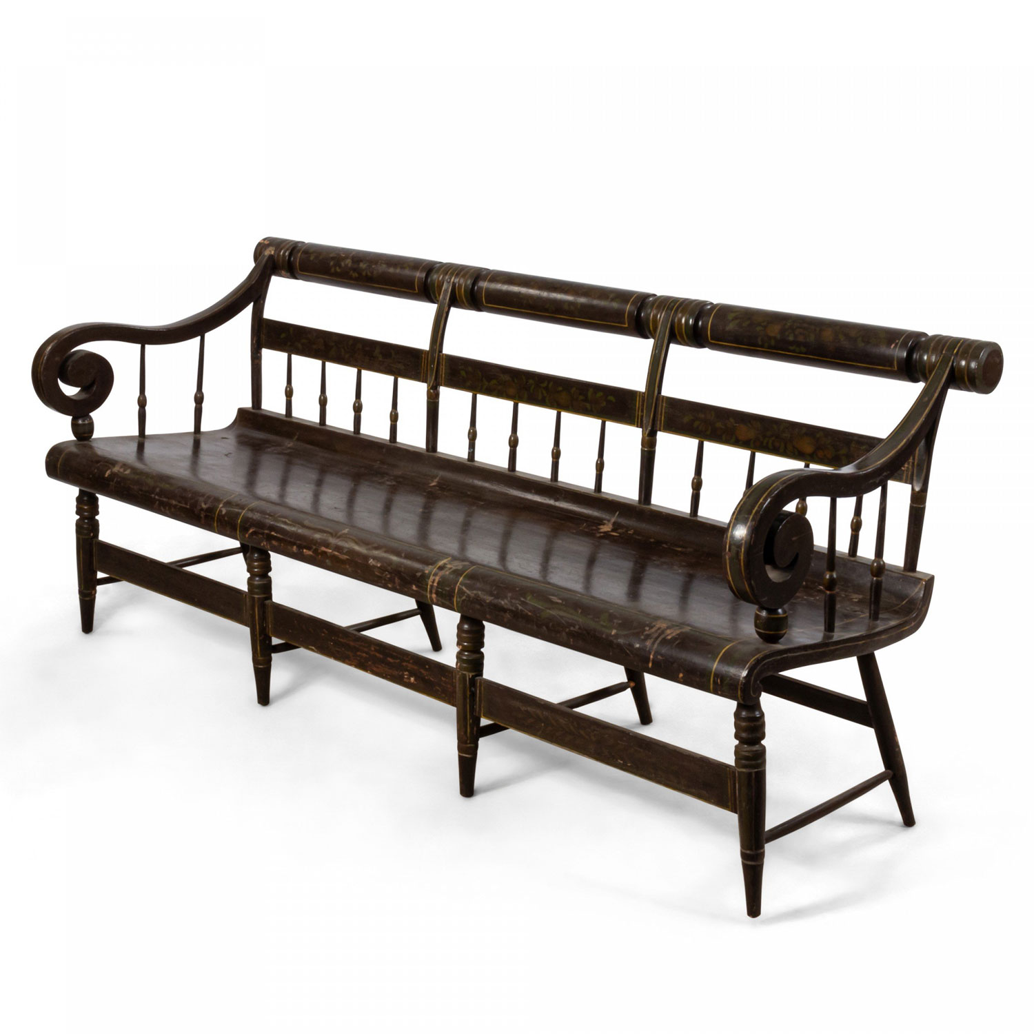 American federal floral painted settee