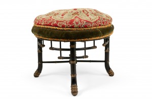Faux bamboo needlepoint stool 1