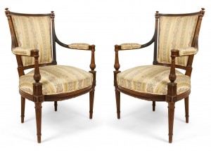 French louis xvi striped arm chairs 1