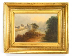 English victorian oil painting castle landscape