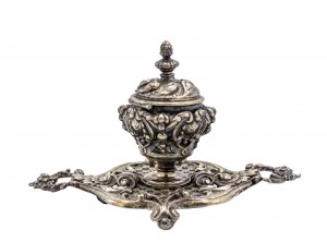 French louis xv silver and bronze inkwell