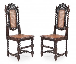 English jacobean lion side chairs 1