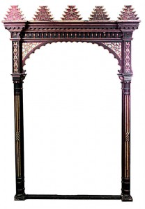 Moorish red and gold painted archway