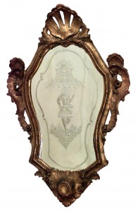 Italian venetian gilt wood etched wall mirror