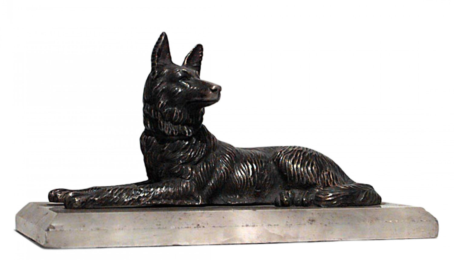 Chiparus bronze reclining dog