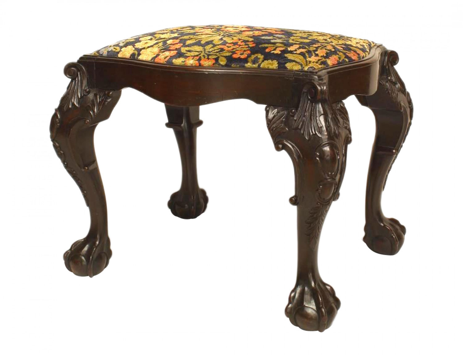 English chippendale cut velvet bench