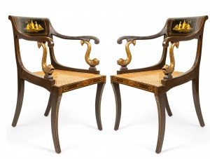 English regency chinoiserie arm chairs 1