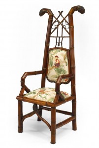 Bamboo upholstered arm chair