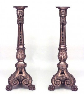 Pair french louis xvi carved gilt pedestals