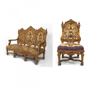 Louis xiv tapestry upholstered living room set 1