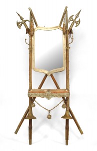 Italian renaissance style halbert spear and mirror hatrack