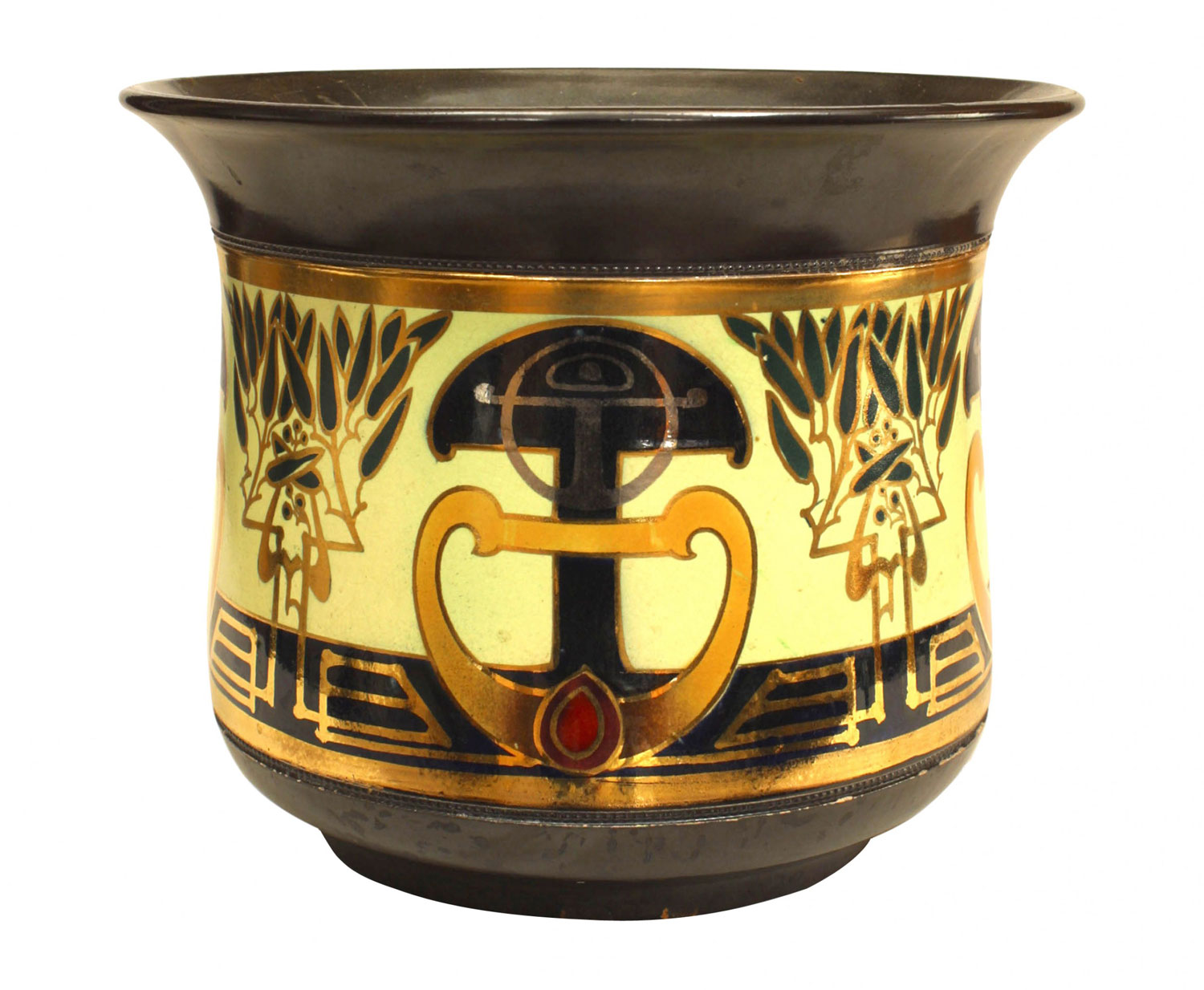 English arts and crafts ceramic gilt pot