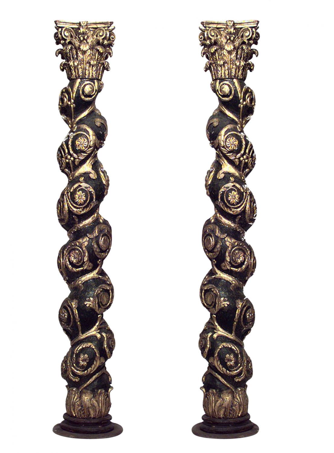 Italian baroque painted carved columns