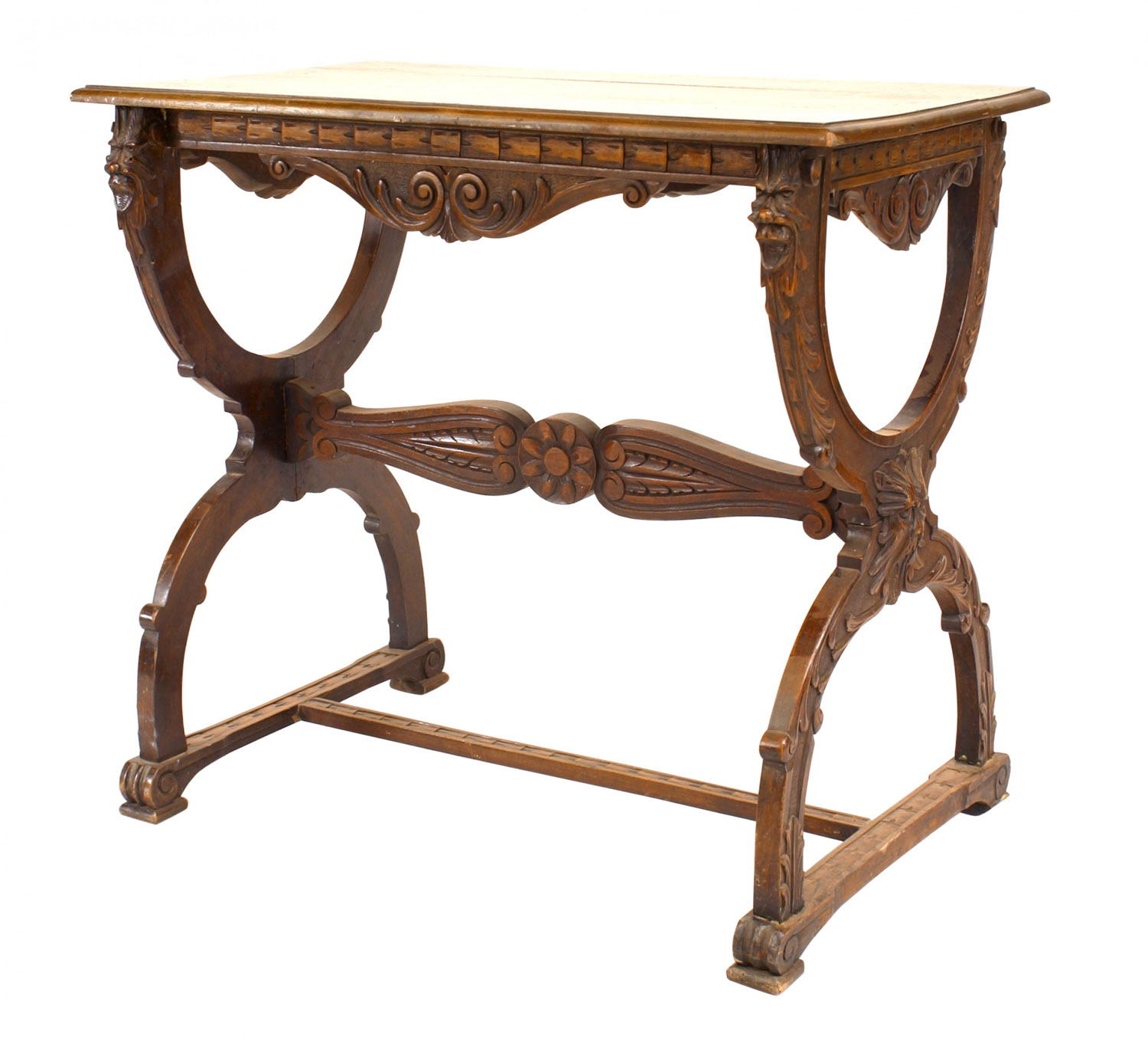 Italian renaissance walnut carved end table