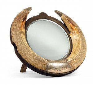 Rustic english victorian horn dressing table vanity mirror 1