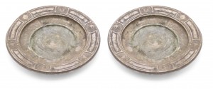 English vintage round silver ashtrays