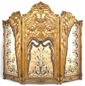 Louis xv carved gilt 3 fold screen