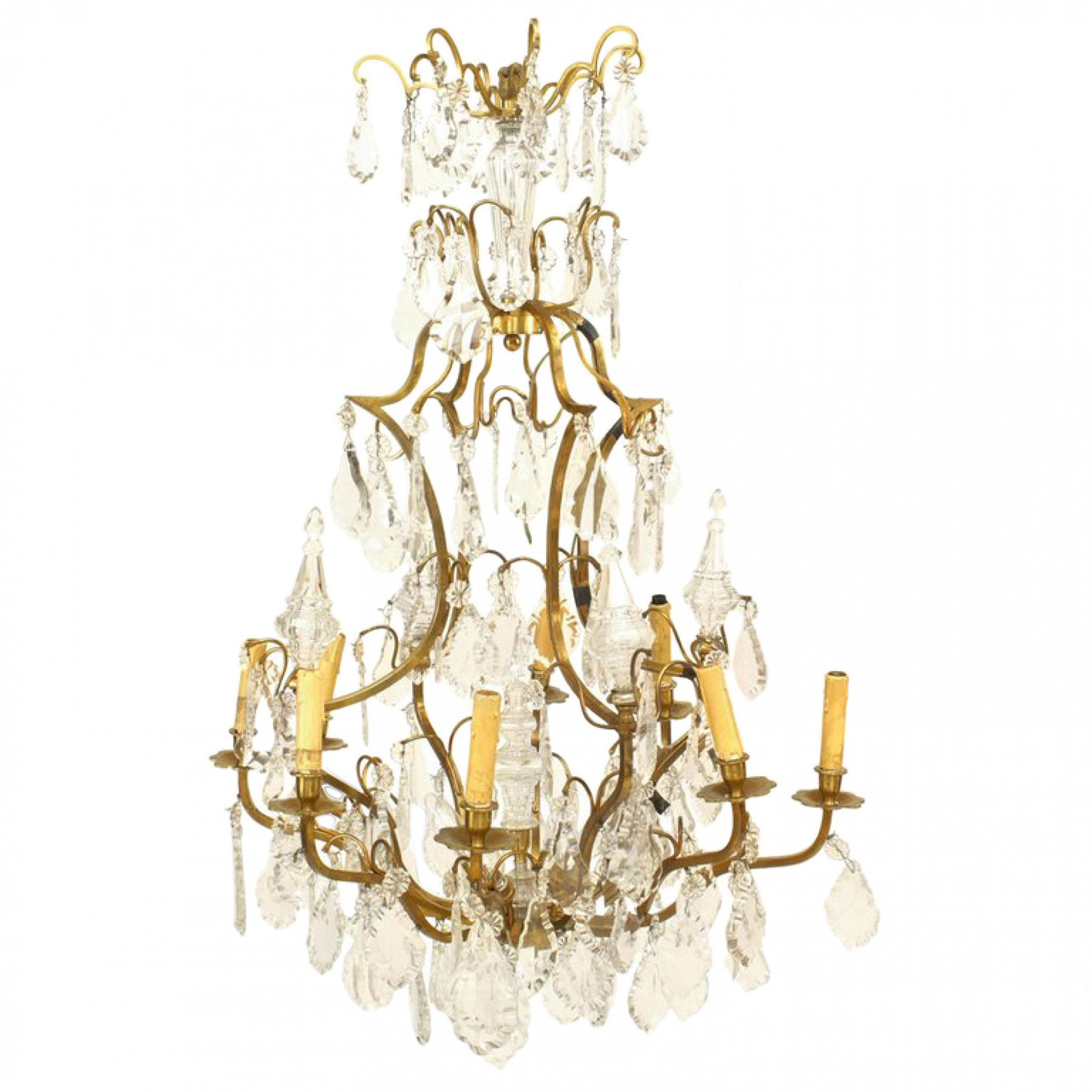 French louis xv style bronze dore and crystal chandelier 7