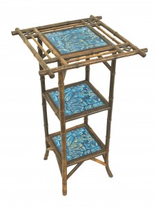 Bamboo and blue porcelain end table