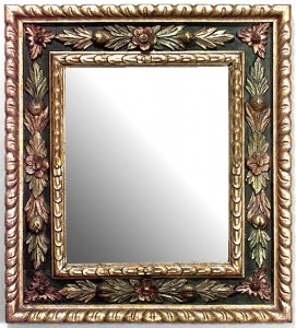 Italian venetian style gilt and polychromed wall mirror 1