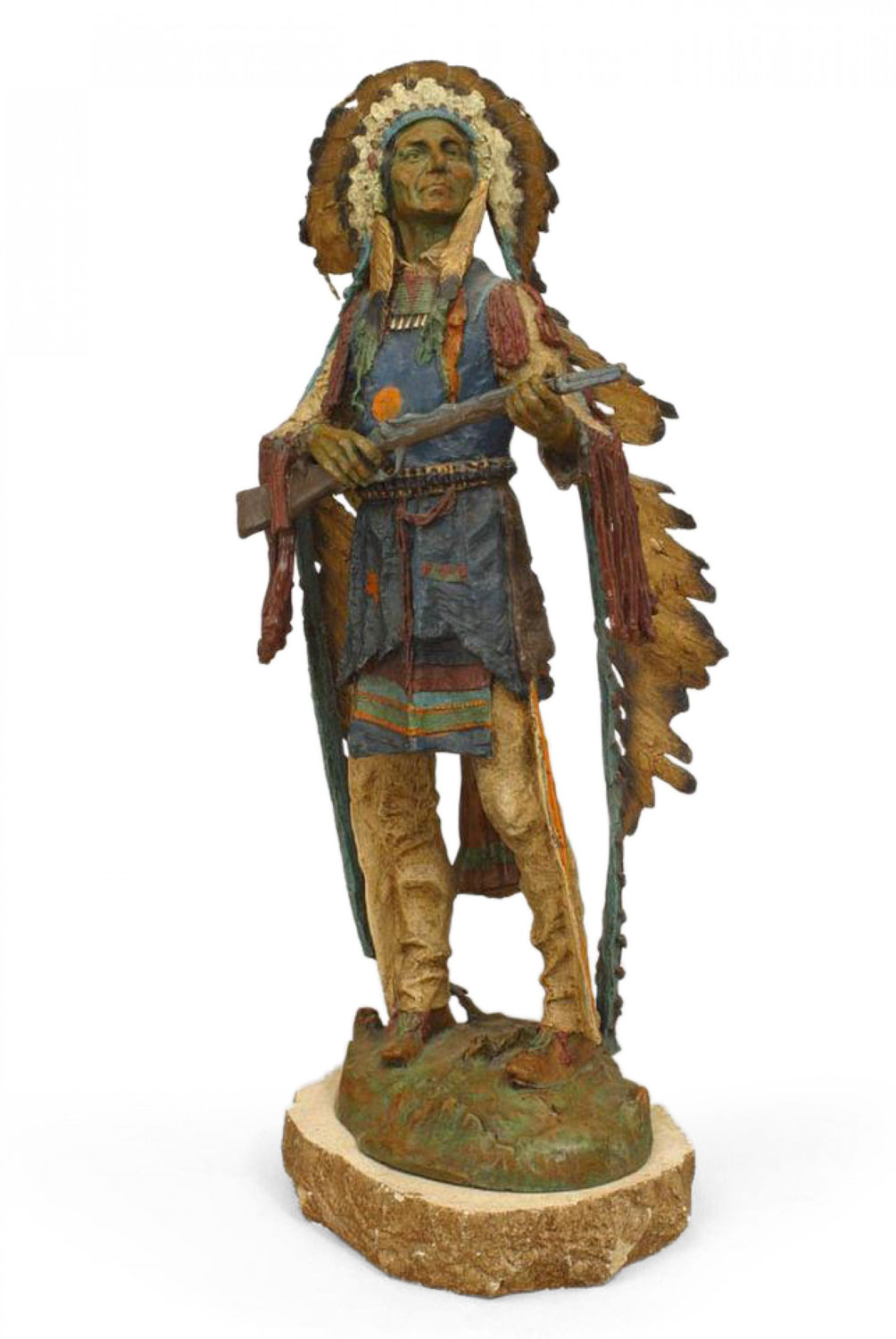 Bronze patinaed native american figure