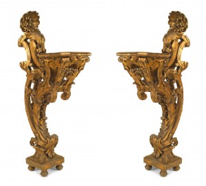 Pair french louis xv gilt rococo pedestals