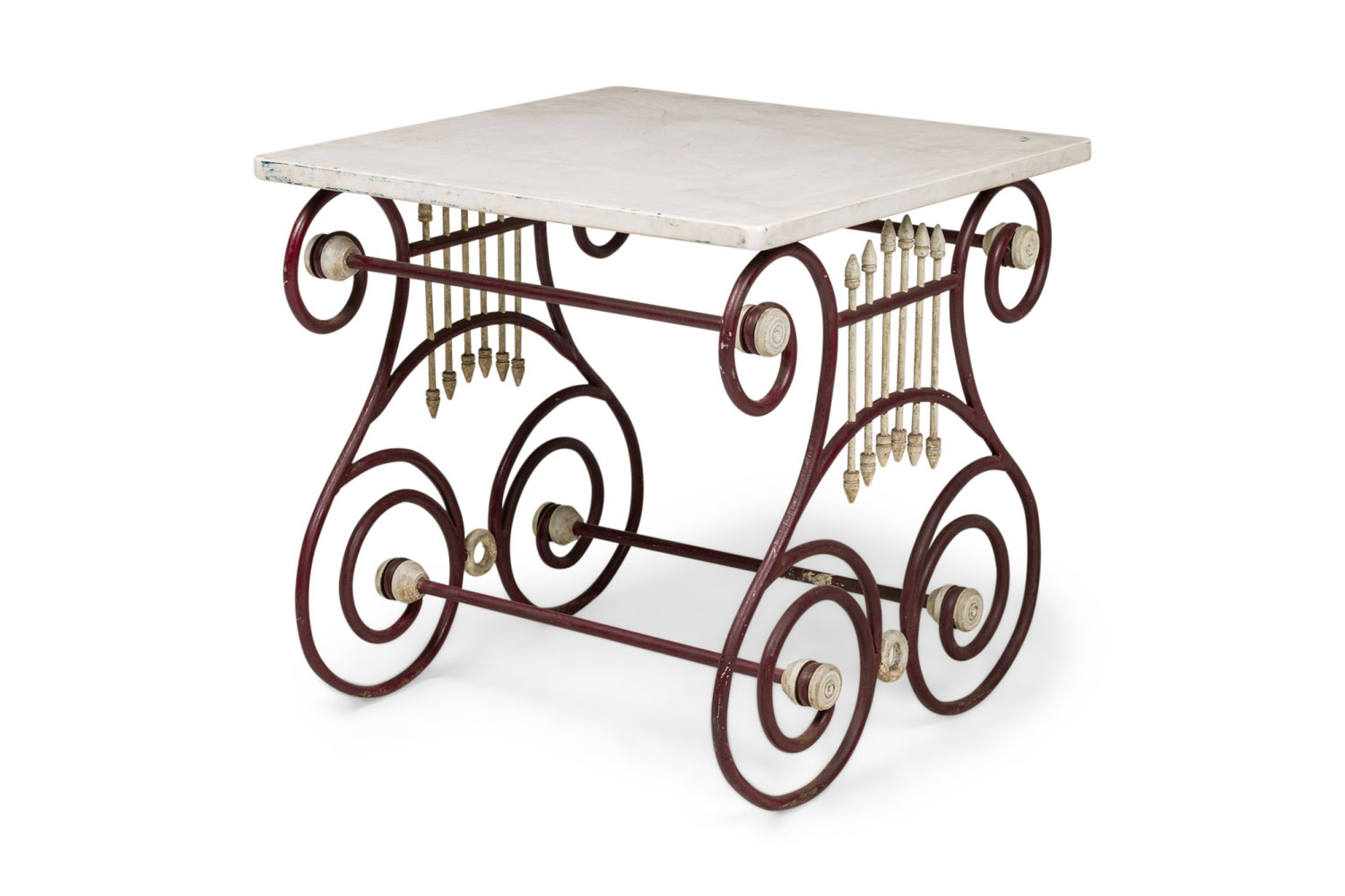 Outdoor continental lyre marble top center table 1
