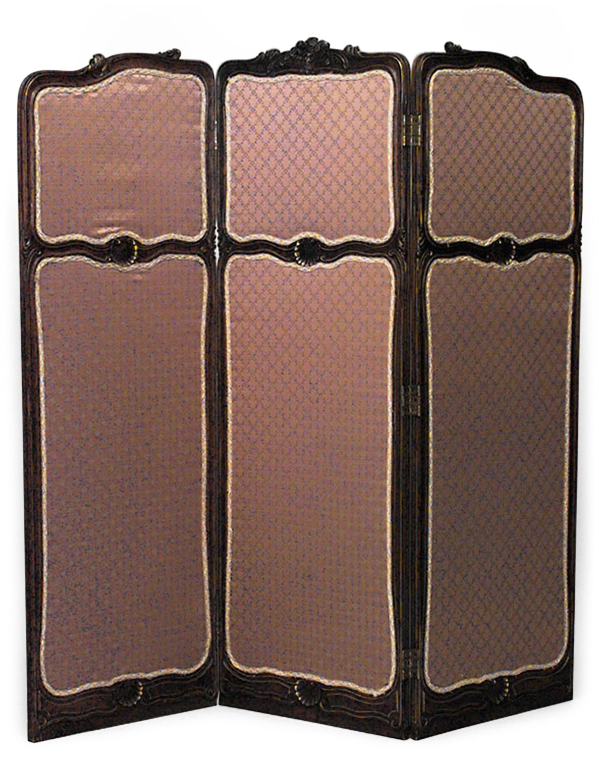 Louis xv walnut 3 fold screen