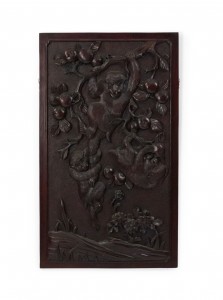 Chinese carved monkey wall plaque
