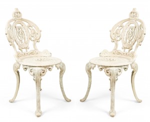 American victorian painted iron side chairs