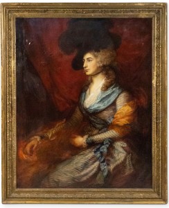 French victorian lady with a black hat portrait